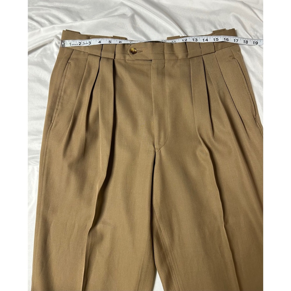 Vintage Bachrach Mens Brown Pleated Wool Dress Pants Made in USA Trousers 34x32 - Picture 13 of 16